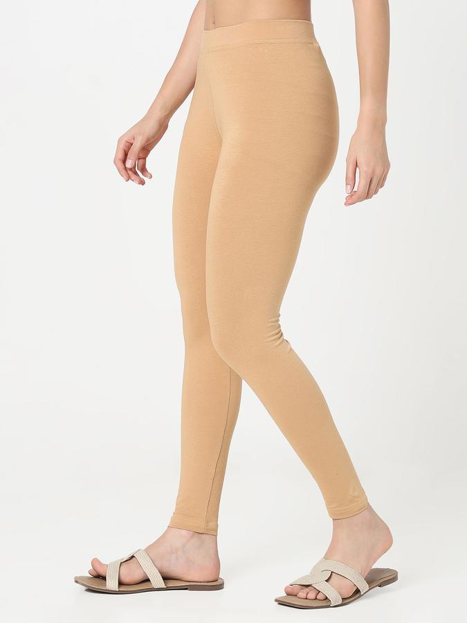 Women Cotton Lycra Elasticated Waist Full Length Solid Leggings