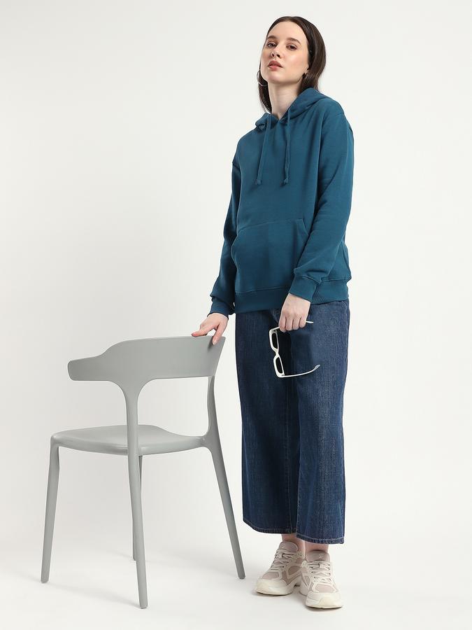 Women Cotton Wide Leg Mid Rise Faded Jeans