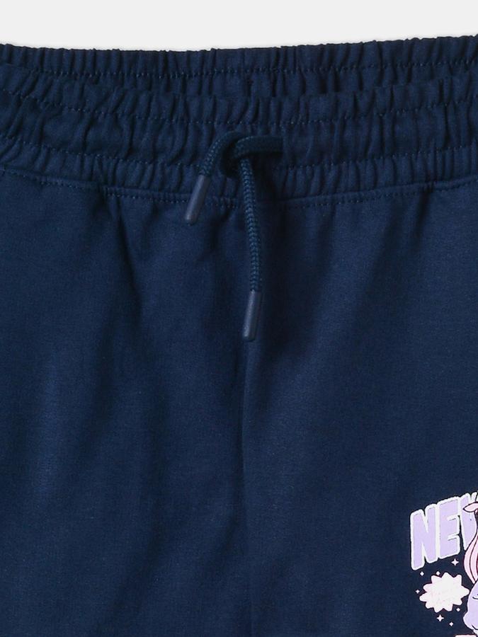 Girls Cotton Tapered Fit Drawstring Waist Printed Pants