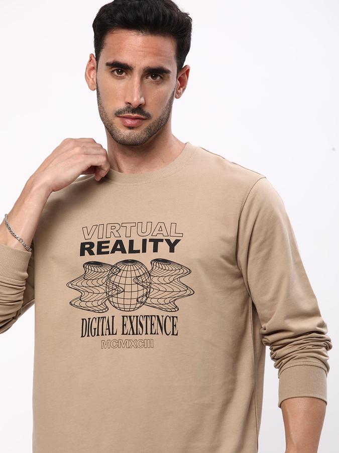 Men Regular Fit Typographic Print Round-Neck Sweatshirt image number 0
