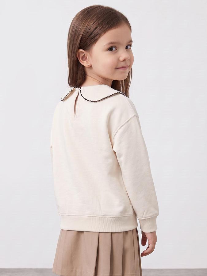 R&B Girls Ivory Graphic Print Round Neck Long Sleeves Sweatshirt