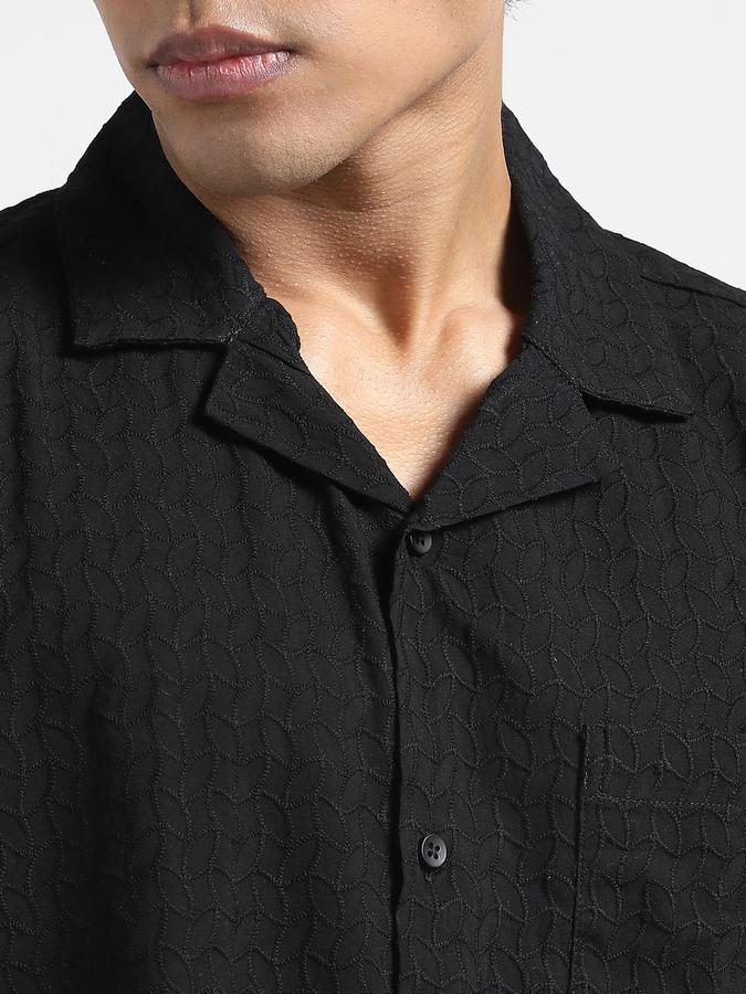 Men Textured Lapel Collar Casual Shirts image number 3