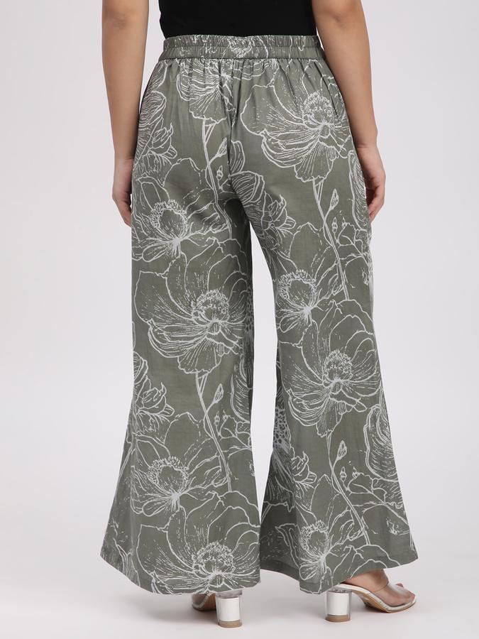 Women Cotton Palazzo Elasticated Waist Printed Trousers