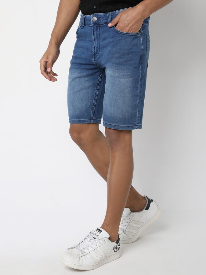 Boys Denim Slim Fit Button Closure Clean Hem Shorts