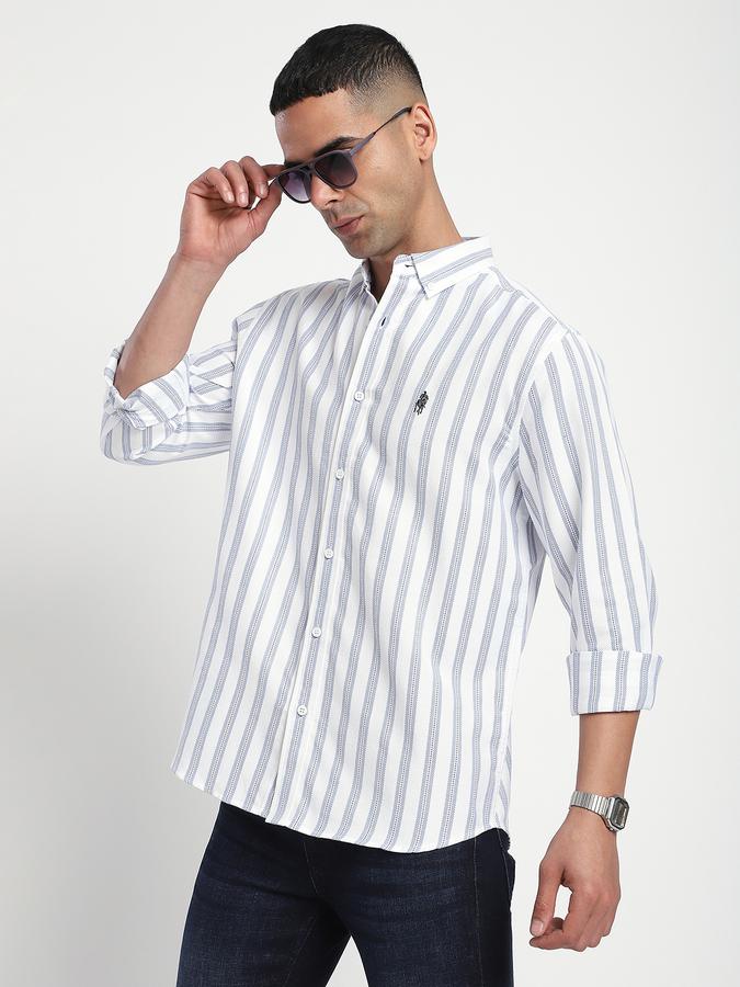 Men Cotton Regular Fit Button-Down Collar Striped Shirt