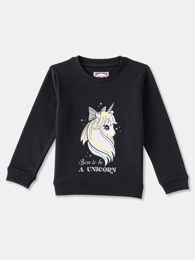 R&B Girls' Navy Printed Sweatshirt