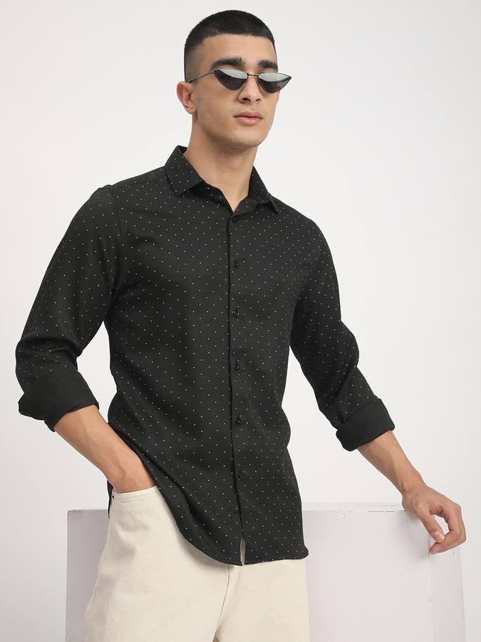 R&B Men's Black Printed Shirt