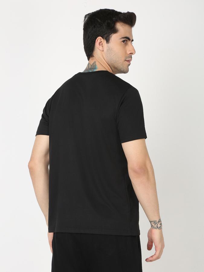 Men Polyester Regular Fit Crew Neck Typographic T-shirt
