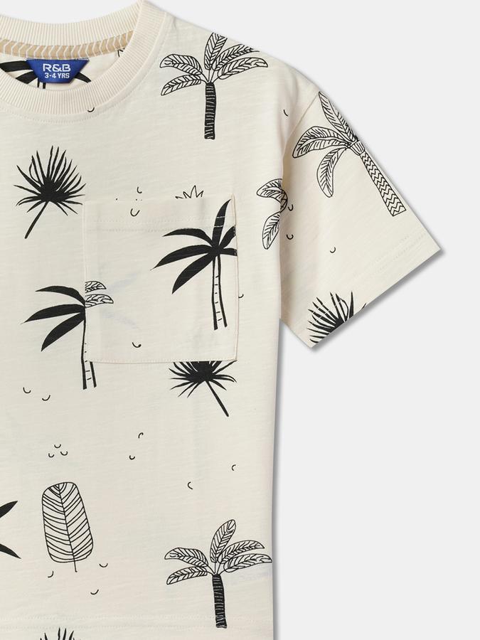 Boys Printed Relaxed Fit Crew-Neck T-Shirt with Patch Pocket data-index=