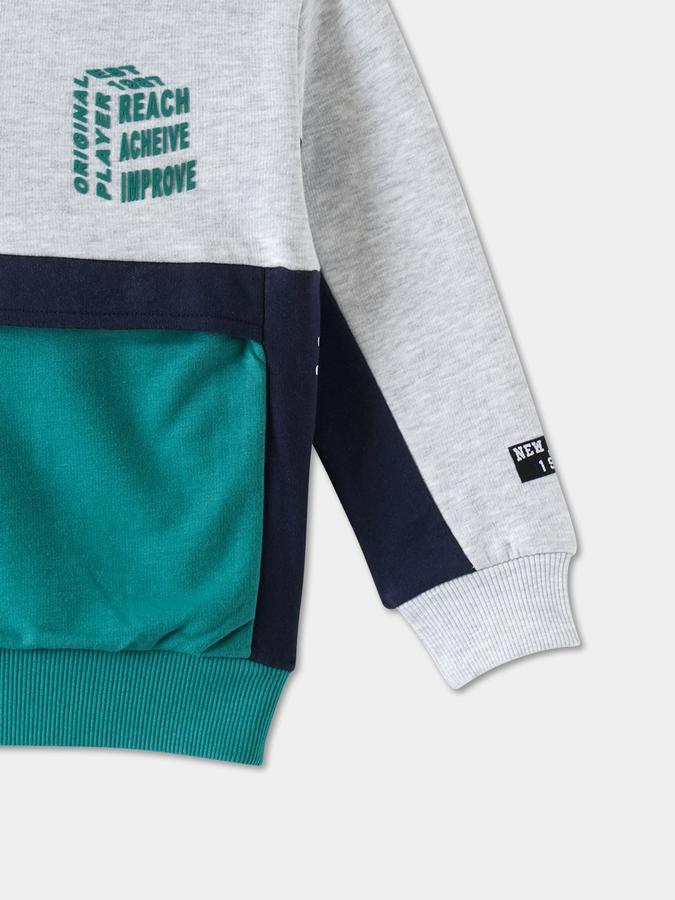 Boys Cotton Blend Relaxed Fit Hooded Colorblock Hoodie