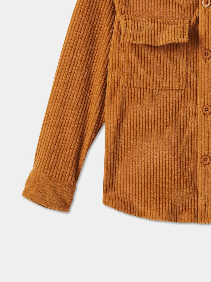 Boys Corduroy Regular Fit Full Sleeve Button-Down Collar Shirt