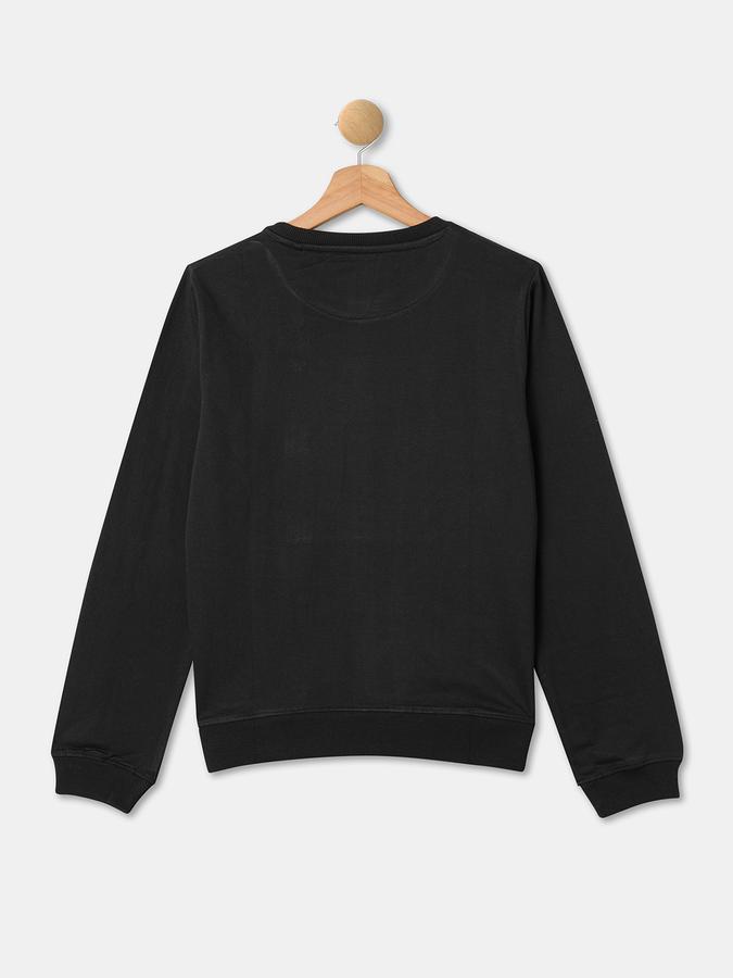 Girls Cotton Regular Fit Crew Neck Sequin Graphic Sweatshirt