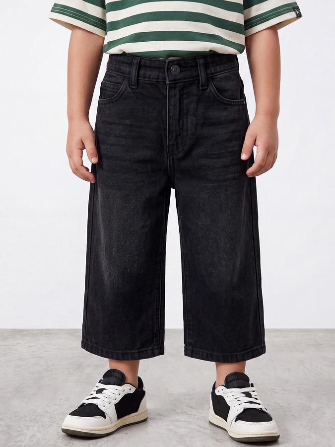 R&B Boys Black Relaxed Fit Mid-Rise Denim Jeans