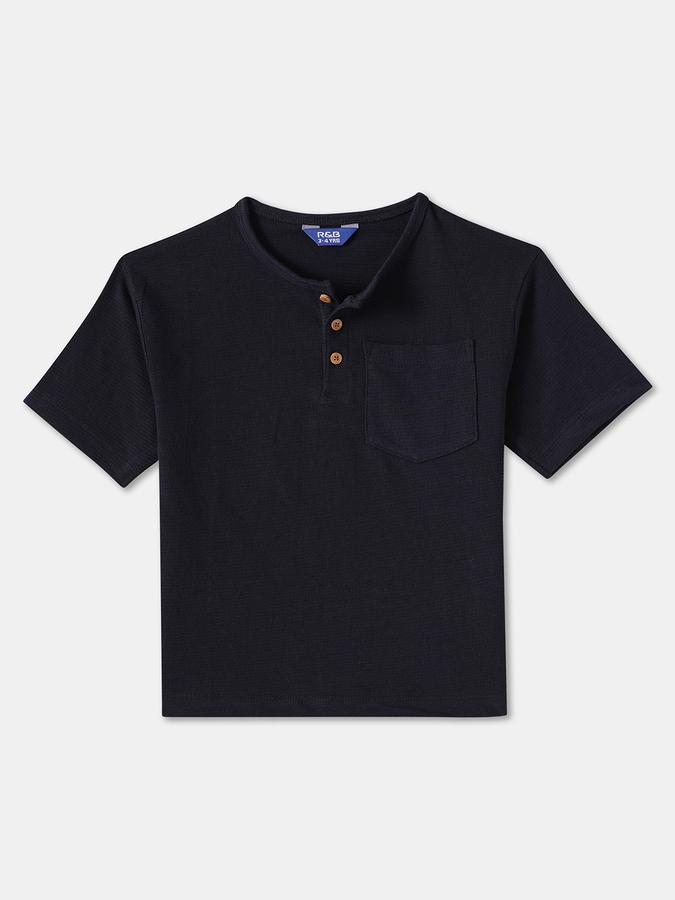 Boys Regular Fit Short Sleeve Henley Neck T-Shirt
