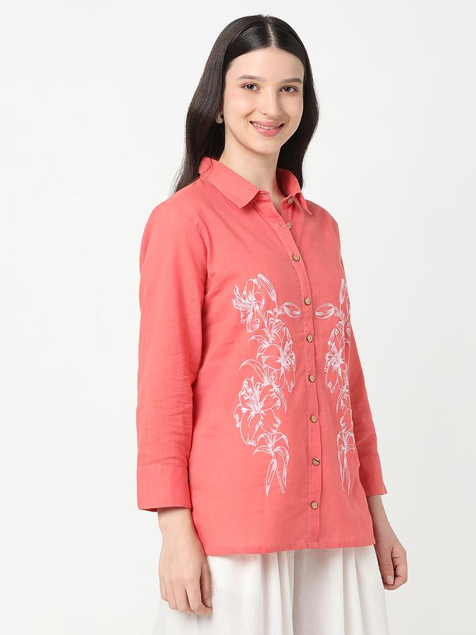 R&B Women's Coral Printed Top