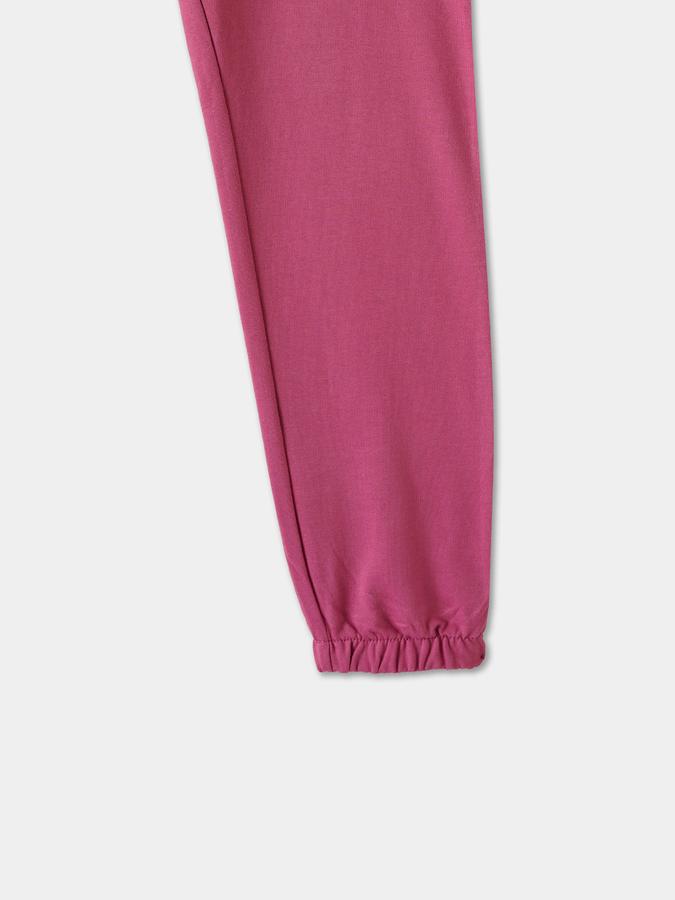 Girls Cotton Tapered Fit Drawstring Waist Cuffed Hem Joggers