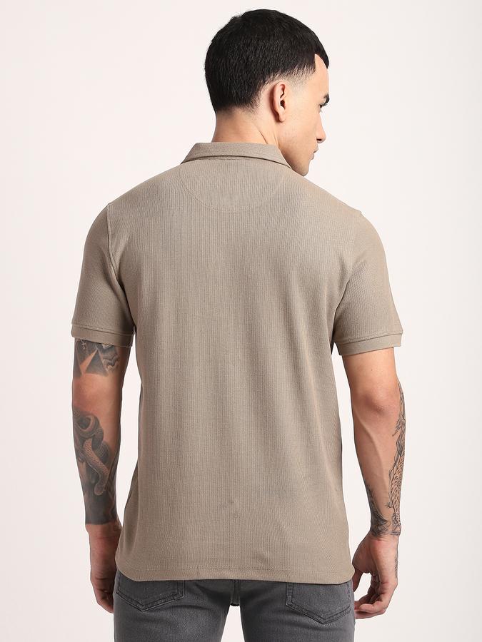 Men Cotton Slim Fit Polo Neck Solid T-shirt