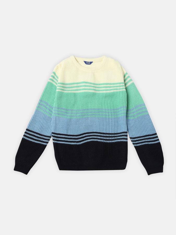 R&B Boys' Green Colourblocked Sweater