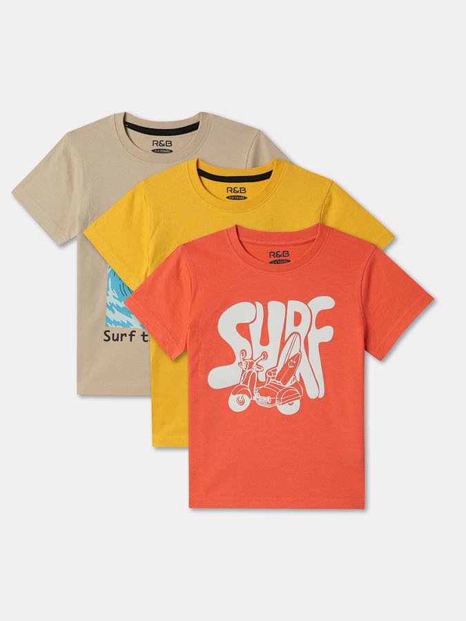 Pack of 3 Boys Regular Fit Graphic Print T-Shirts