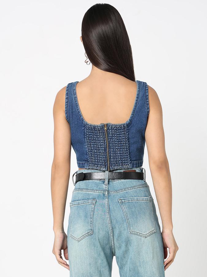 R&B Women Mid Blue Washed Wide-Leg Jeans