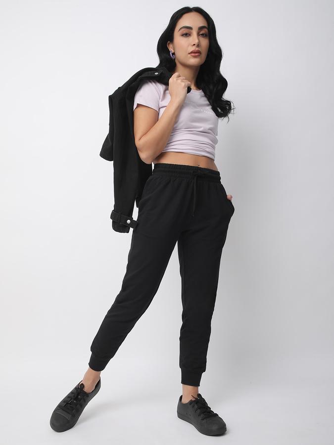 R&B Women Lavender Fog Solid Cropped Ribbed Top