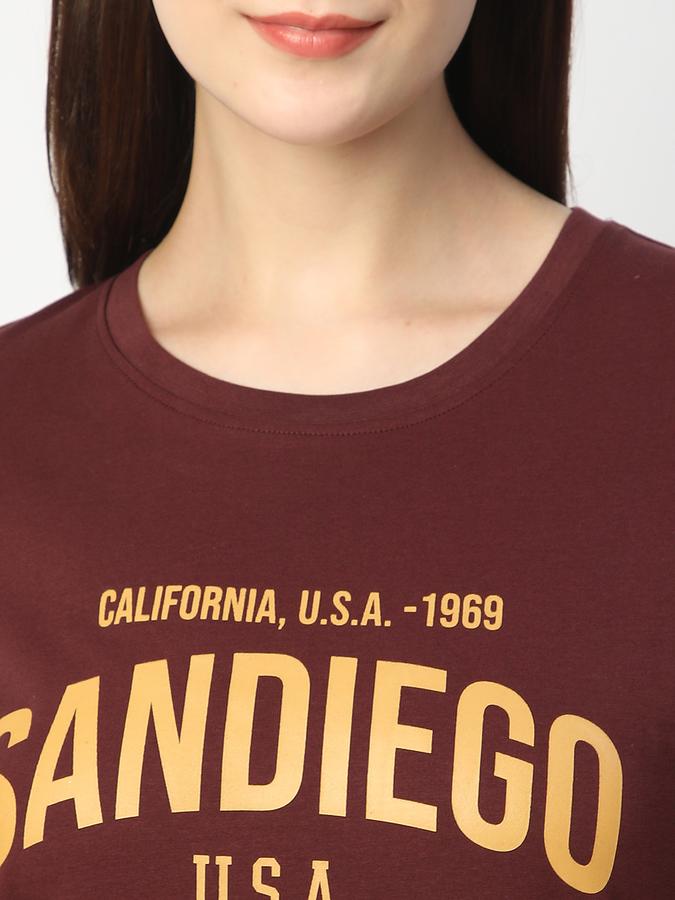 Women Cotton Regular Fit Crew Neck Graphic T-shirt