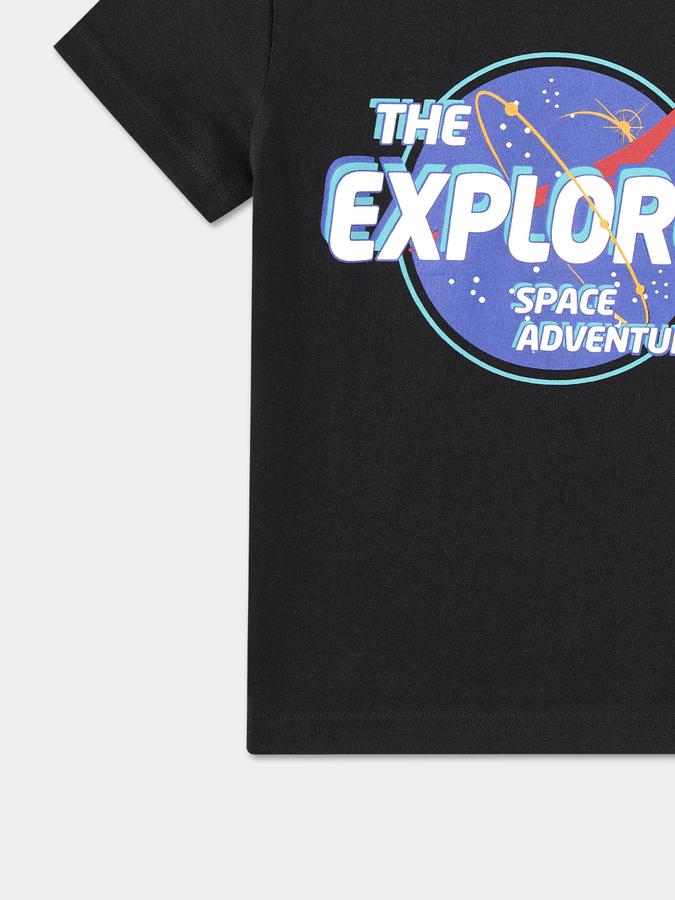 Boys Graphic Print Relaxed Fit Round-Neck T-Shirt image number 3