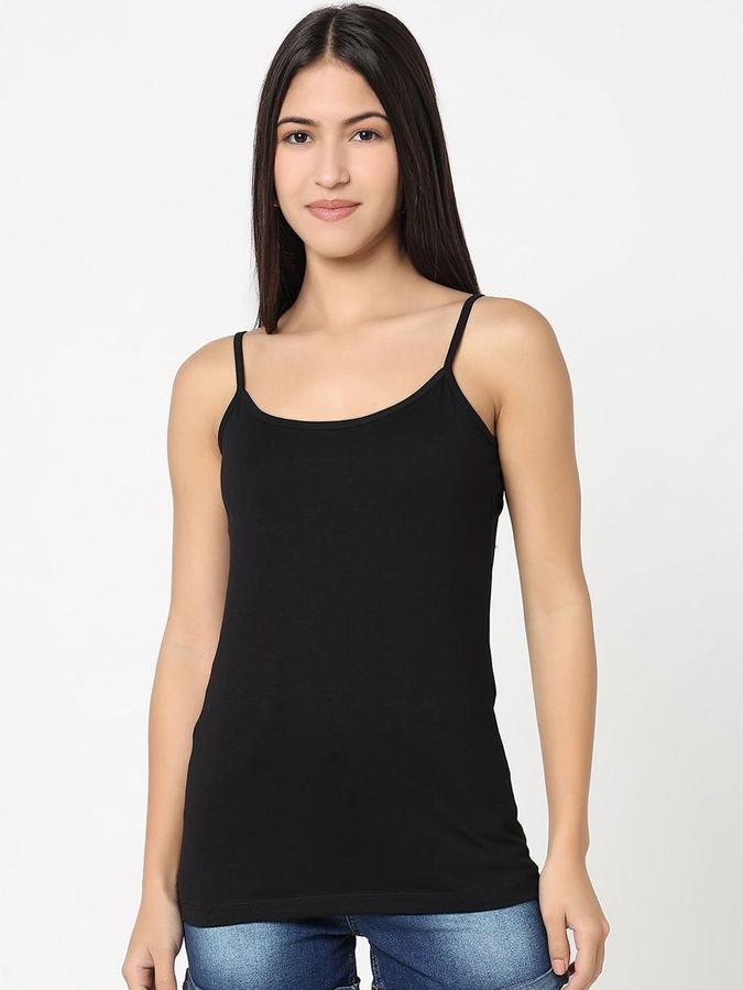 R&B Women Black Solid Shoulder Straps Camisole