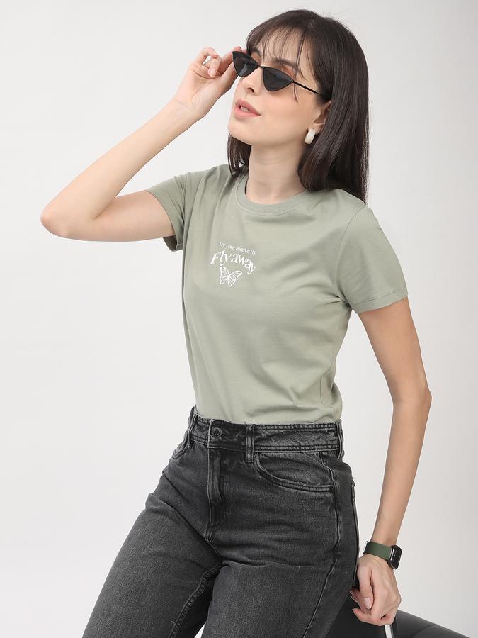 Women Cotton Regular Fit Crew Neck Graphic T-shirt