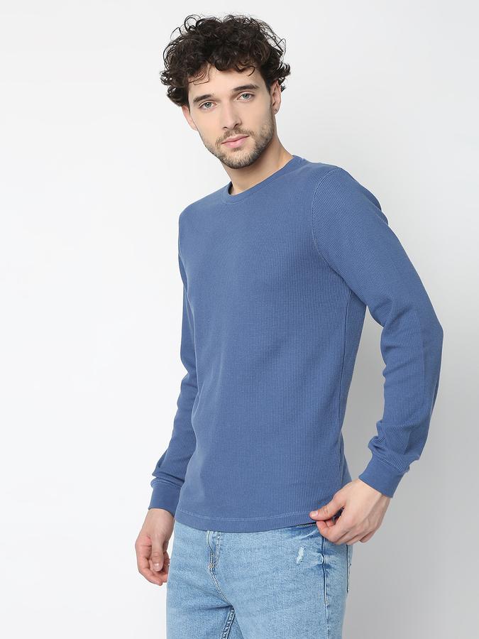 Men Ribbed Regular Fit Crew-Neck T-Shirt image number 1