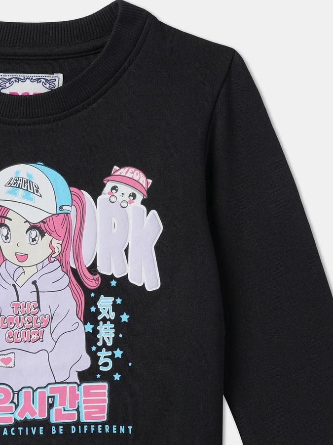 Girls Graphic Regular Fit Long Sleeve Crew Neck SweaT-Shirt