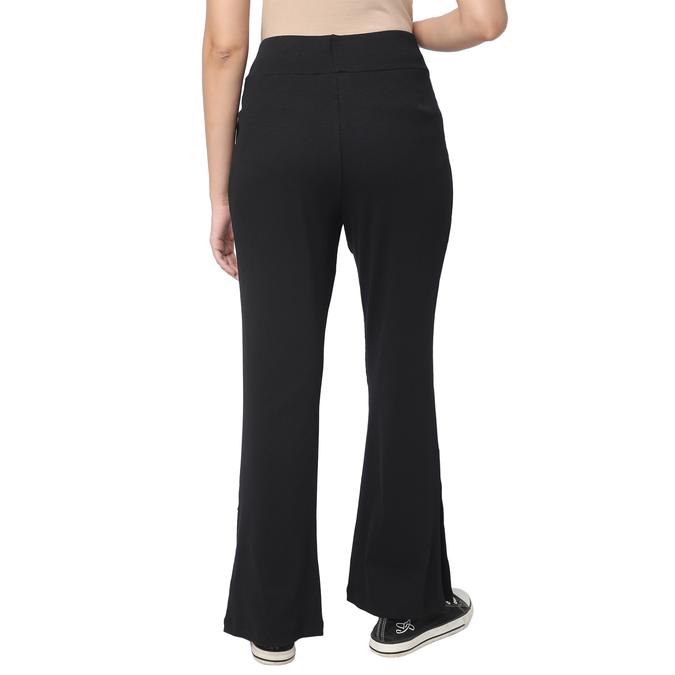 R&B Women Black Solid Flared Trousers