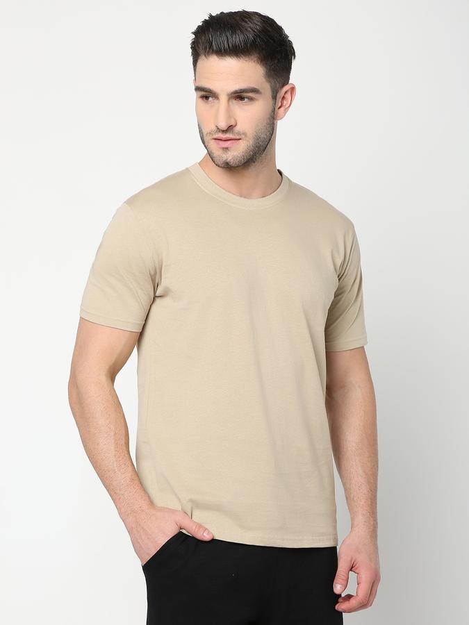 Men Cotton Regular Fit Crew Neck Solid T-shirt