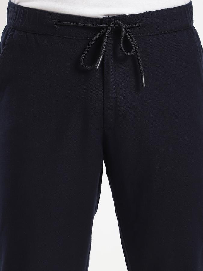 Men Cotton Blend Regular Fit Flat Front Solid Trousers