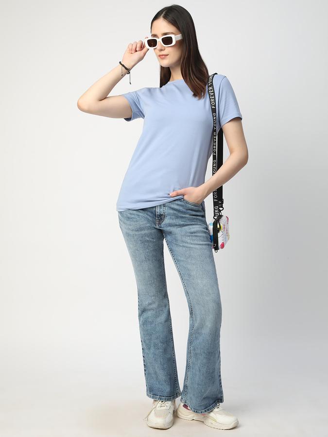 Women Cotton Regular Fit Crew Neck Solid T-shirt