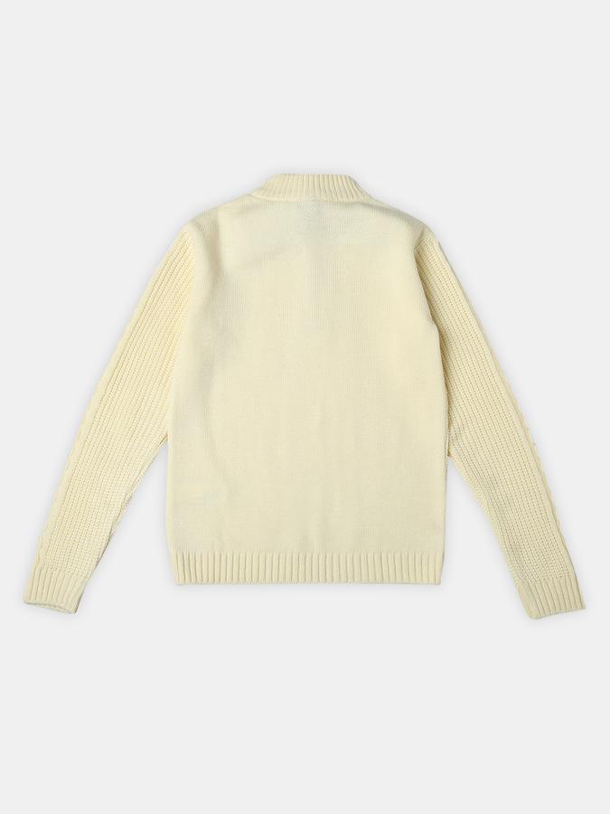 Boys Cotton Regular Fit Zip Neck Cable Knit Sweatshirt