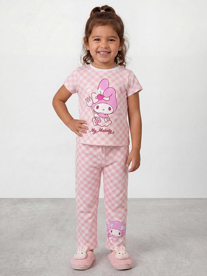 R&B Girls White Cinnamoroll Print Short Sleeves Pure Cotton T-shirt &amp; Pyjamas Set