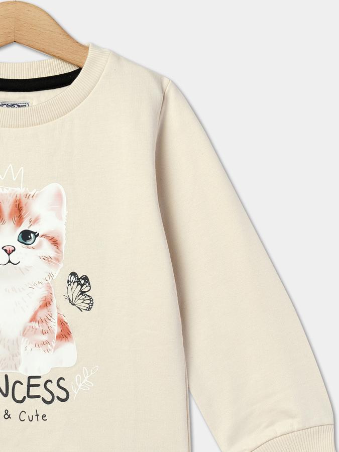 Girls Graphic Print Round-Neck Sweatshirt image number 2