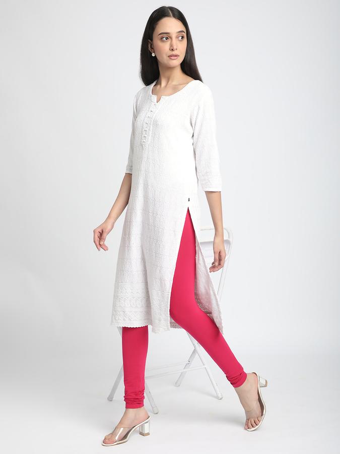 Women Cotton Elasticated Waist Full Length Solid Leggings