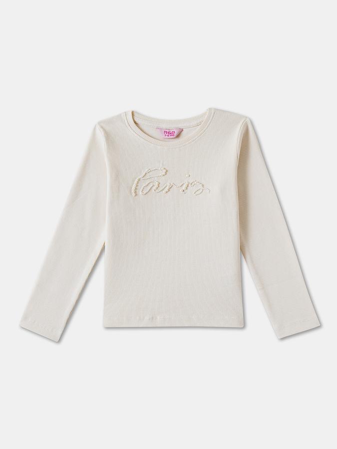 Girls Cotton Regular Fit Round Neck Long Sleeve Graphic Top