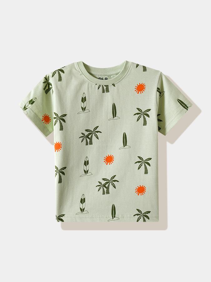 Boys Cotton Regular Fit Crew Neck Graphic T-shirt