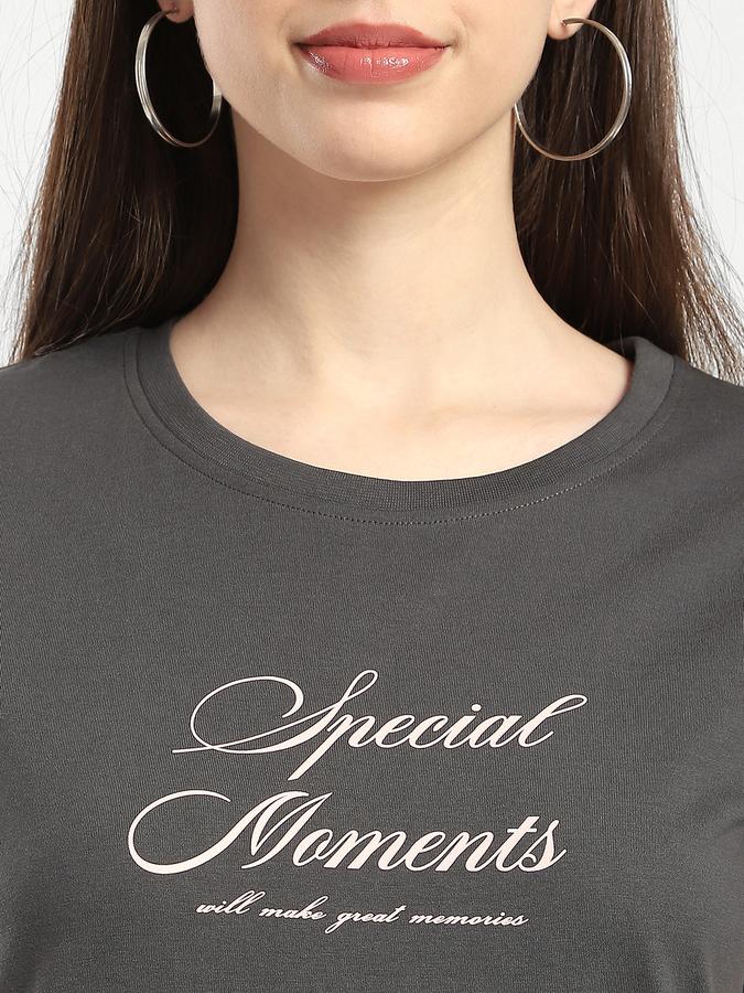 Women Cotton Regular Fit Crew Neck Graphic T-shirt