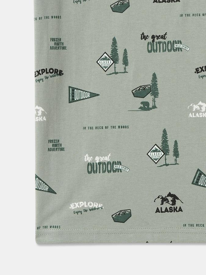 Boys Cotton Regular Fit Crew Neck Graphic T-shirt