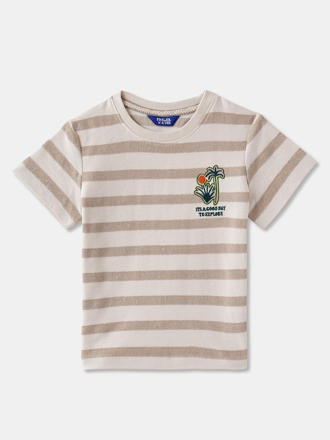 Boys Striped Polycotton Regular T Shirt 