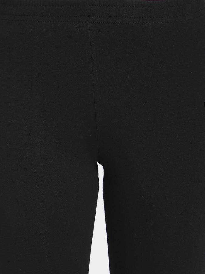 Women Cotton Elasticated Waist Full Length Solid Leggings