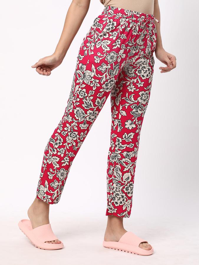 Women Rayon Regular Fit Drawstring Printed Pajama Pants