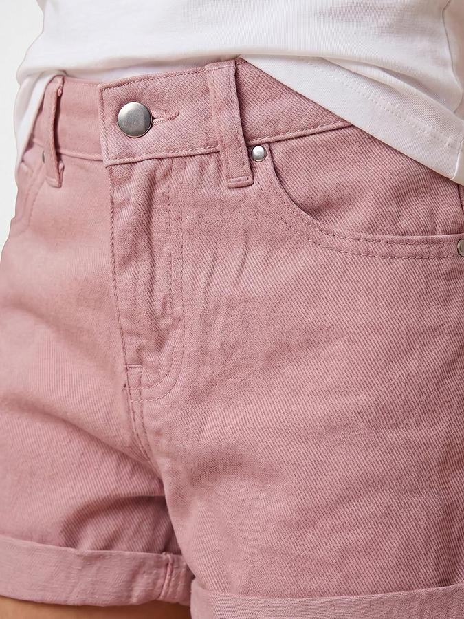 R&B Girl's Pink Regular Fit Above Knee Denim Shorts