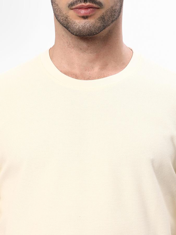 Men Cotton Blend Regular Fit Crew Neck Waffle Knit T-shirt