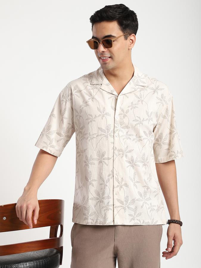 R&B Men's Beige Printed Shirt