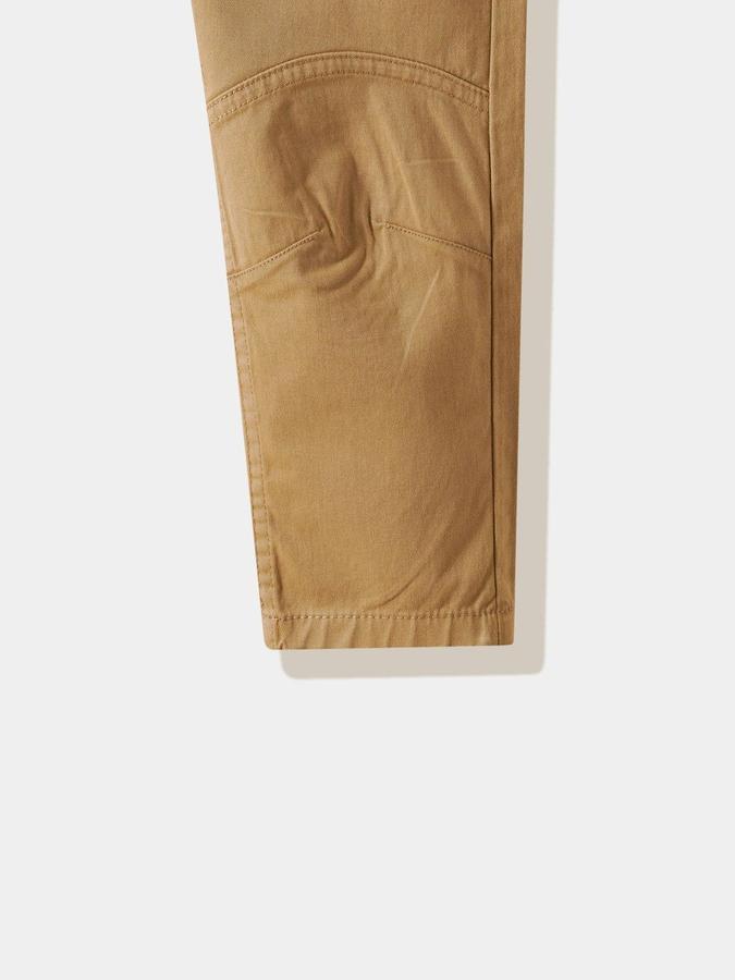 R&B Boys Beige Solid Regular Fit Trousers